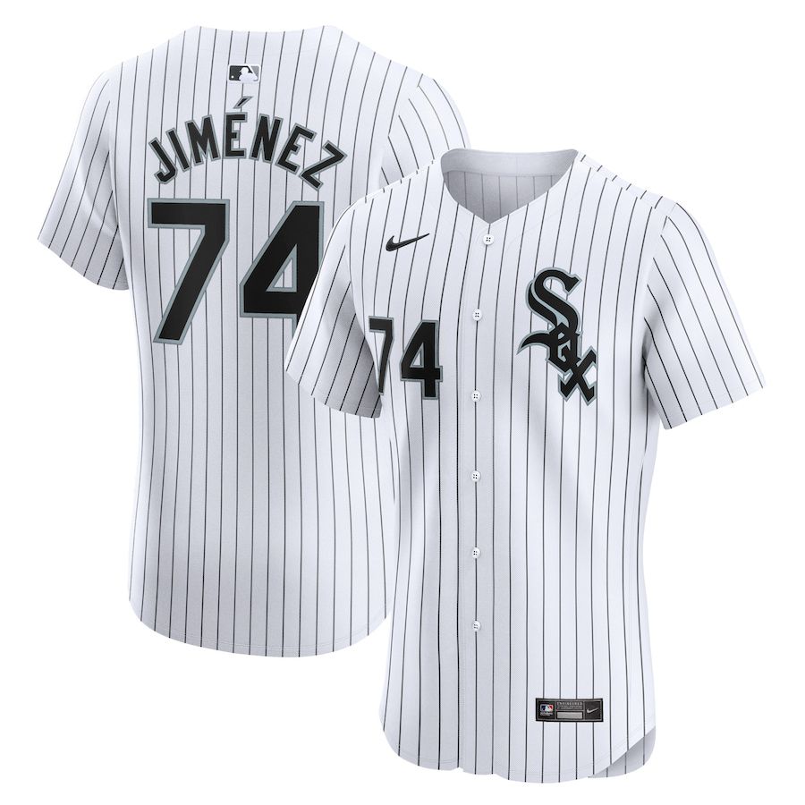 Men Chicago White Sox #74 Eloy Jimenez Nike White Home Elite Player MLB Jersey->->